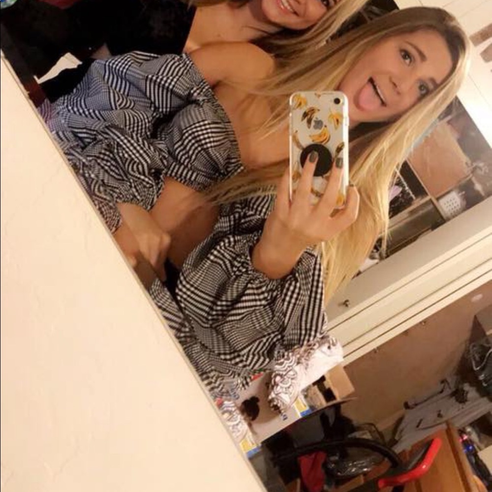 Off the shoulder plaid crop top